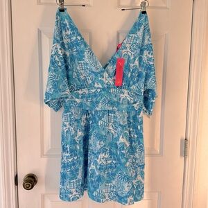 Lilly Pulitzer Parigi Skort Romper Size Large Amalfi Blue ‘Sunny State of Mind”